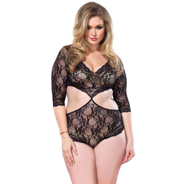 Leg Avenue Cut Out Floral Lace Teddy UK 18 to 22