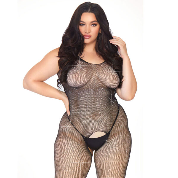 Leg Avenue Crystalized Net Bodystocking Plus Size UK 18 to 22