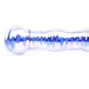 Blue Wavy Glass Dildo